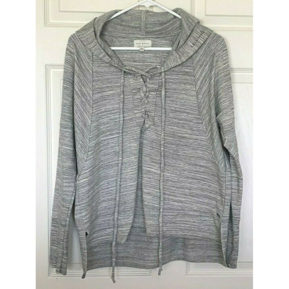 Lucky Brand Women’s Medium Gray Hoodie Sweatshirt Relaxed Fit